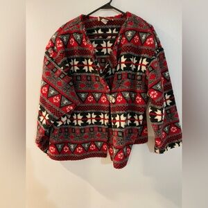 Vintage tapemeasure fleece Geometric Cardigan size large